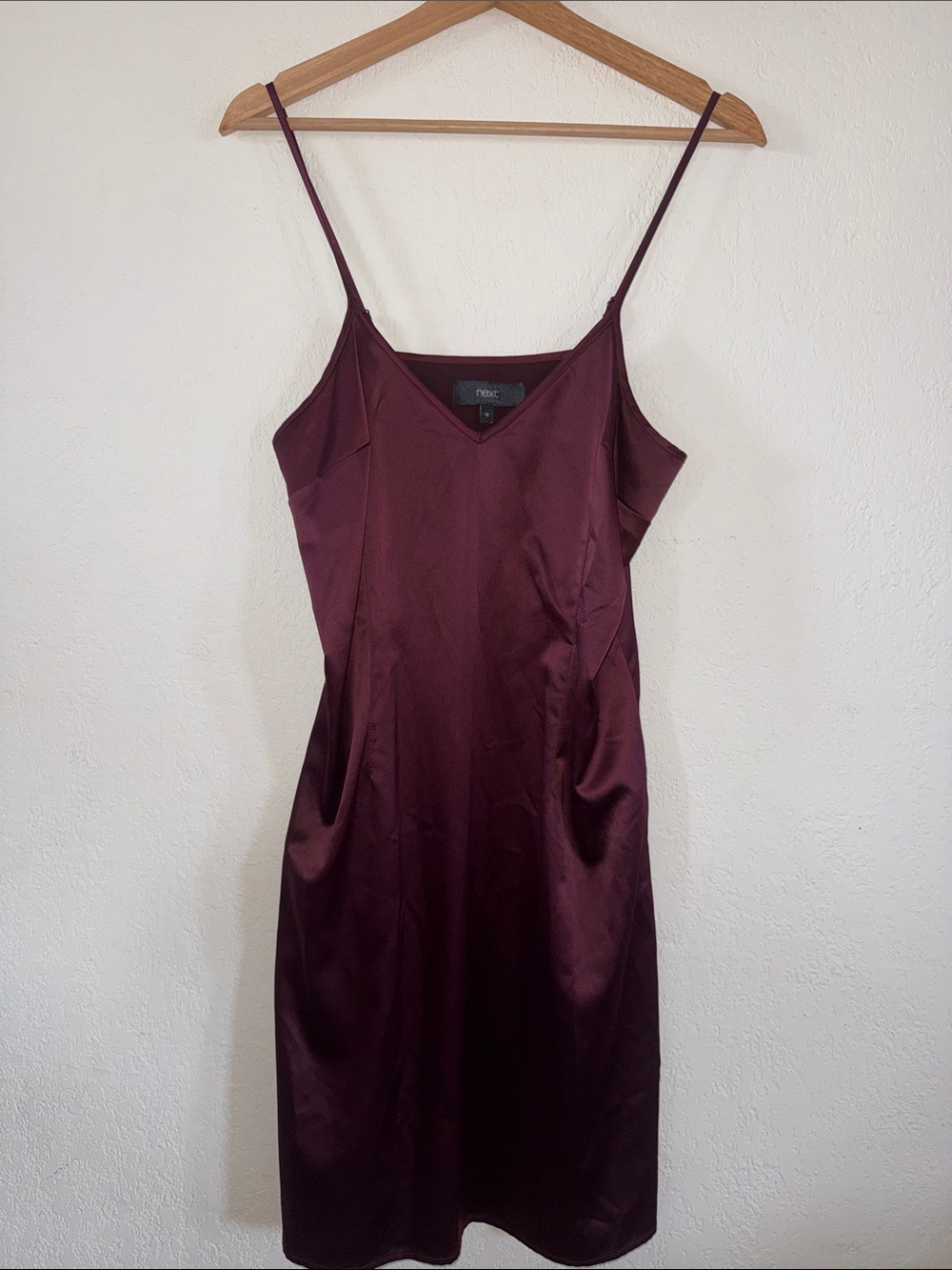 NEXT Slip Dress in Wine Satin Size US 8 Spaghetti Strap